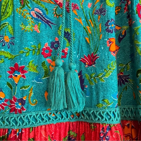 Avenue Floral Multicolor Boho Peasant Tiered Tunic Top Colorful 16 - Picture 5 of 9